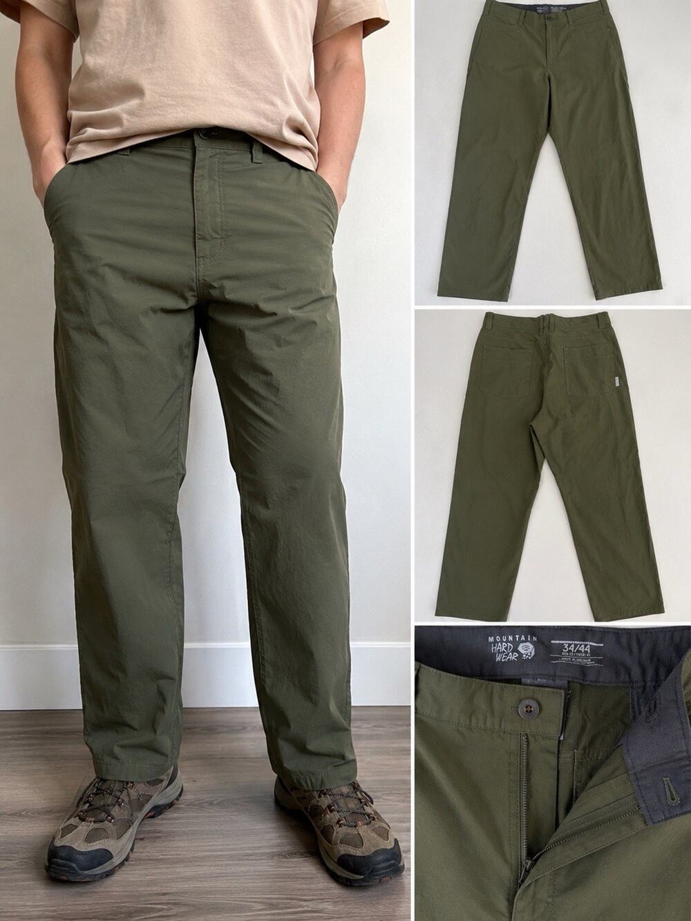 Mountain Hardwear Men’s 34x32 Olive Green Stretch Hiking Pants NWOT Lightweight
